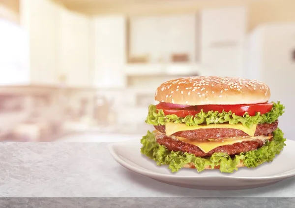 Einfache Hamburger Patty Rezept Gericht Auf Dem Teller — Stockfoto