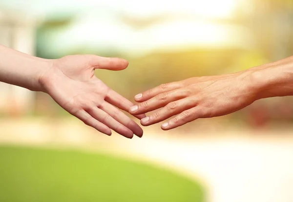 Concept Human Relation Hand Male Female Reaching Each Other — Stock Photo, Image