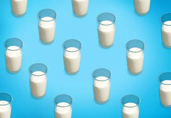 World Milk Day.  Glasses of milk on a blue background.