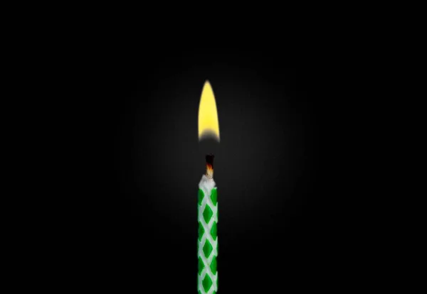 Lighting Candle Match Dark Burns Black Background — Stock Photo, Image