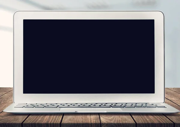 Екран Ноутбука Макет Цифровий Пристрій Столі — стокове фото