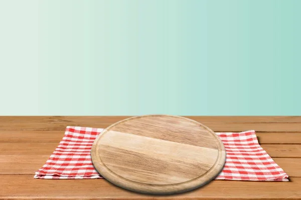 Empty Blank Wooden Board Dish Desk Kitchen Background — Stock Photo, Image