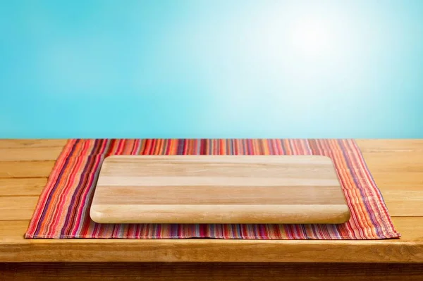 Empty Blank Wooden Board Dish Desk Kitchen Background — Stock Photo, Image