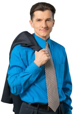 Takım elbiseli yakışıklı bir iş adamı.