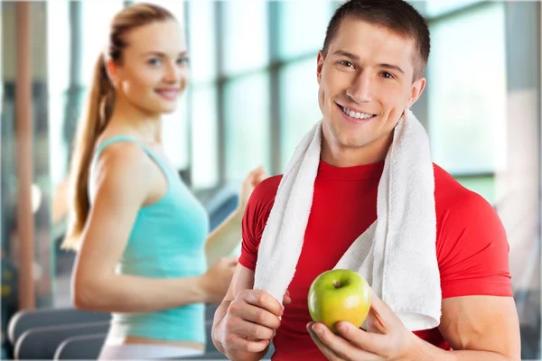 Groupe Jeunes Courir Sur Tapis Roulant Dans Salle Gym — Photo