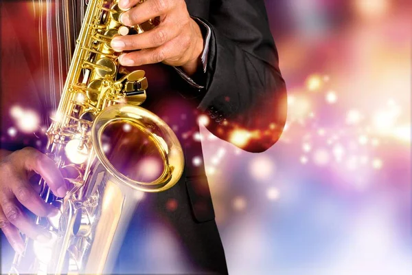 Saxofonista Tocando Música Jazz —  Fotos de Stock