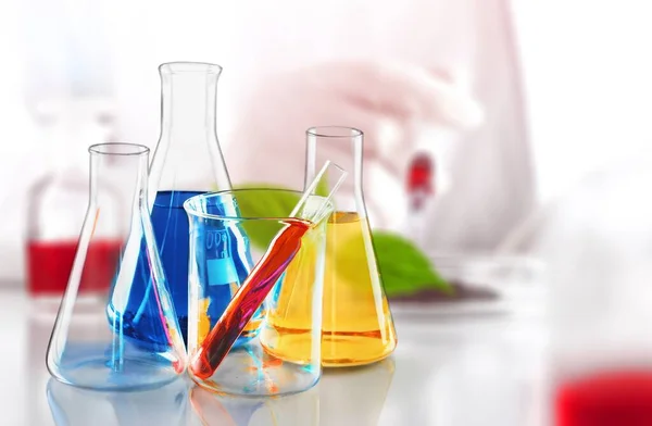 Laboratory Glassware Liquid Colorful Liquids — Stock Photo, Image