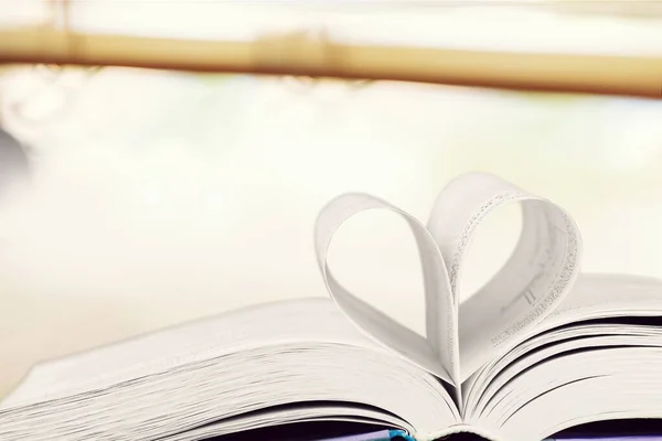 Livro Com Páginas Dobradas Forma Coração Imagem Isolada — Fotografia de Stock