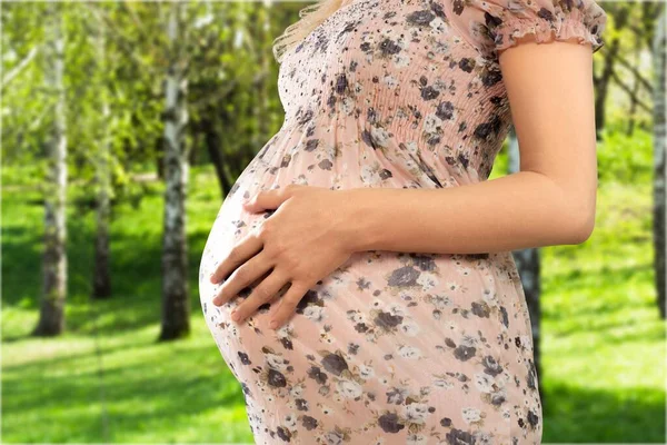 Έγκυος Γυναίκα Κουνούπια Δαγκώσει Στον Κήπο — Φωτογραφία Αρχείου