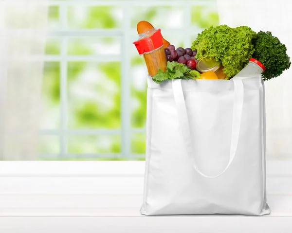 Bolsa Compras Completa Aislada Sobre Fondo —  Fotos de Stock