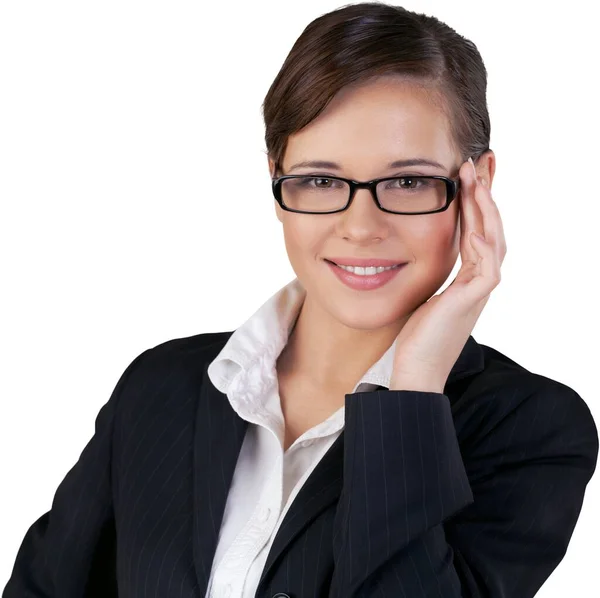 Joven Empresaria Con Gafas Aislado — Foto de Stock