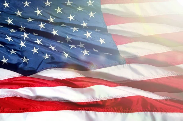 Waving American Flag Close Background — Stock Photo, Image