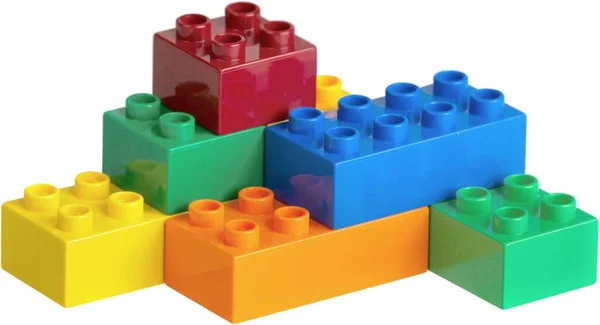 Kleurrijke Plastic Bouwstenen Kinderspeelgoed — Stockfoto