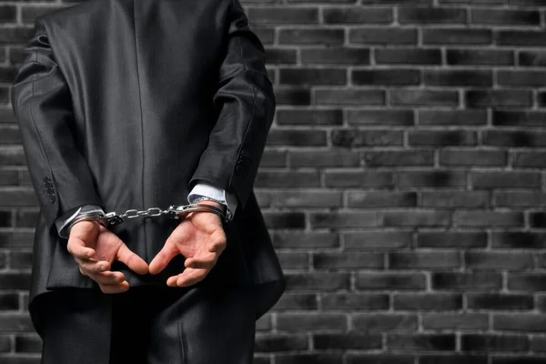 Businessman Handcuffs Hands Closeup — Stock Photo, Image
