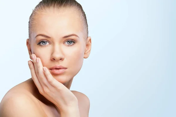 Beautiful Young Woman Clean Fresh Skin Facial Treatment Cosmetology Beauty — Stock Photo, Image