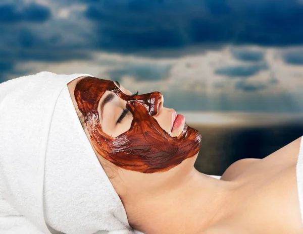 Choklad Mask Facial Spa Chokladbehandlingar Skönhetssalong — Stockfoto