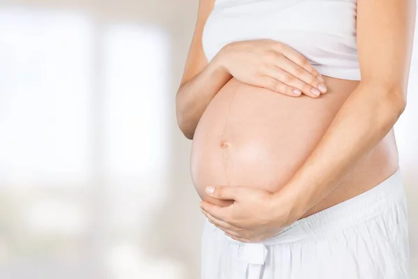 Gravid Kvinna Som Rör Sin Mage — Stockfoto