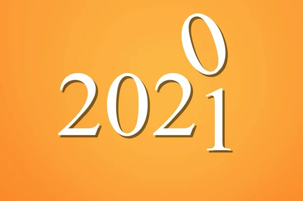2021 Text White Numbers Yellow Background — Stock Photo, Image