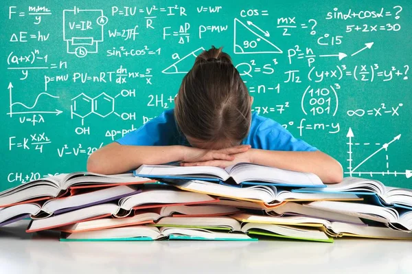 Estudante Estudando Exame Duro Dormindo — Fotografia de Stock