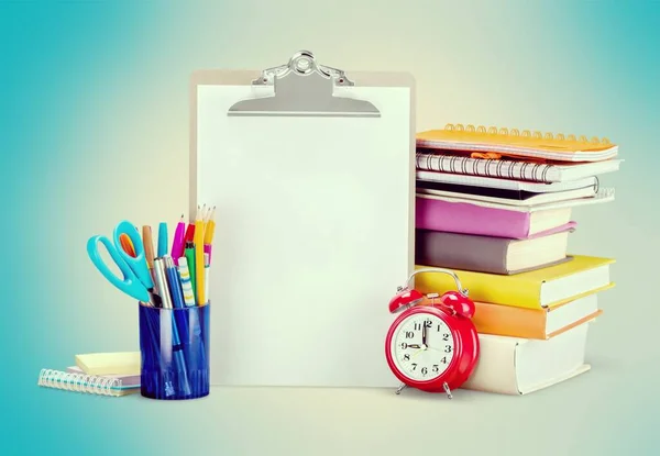 School Supplies Books Table — Stock Photo, Image