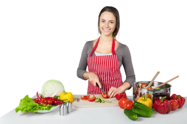 Retrato Una Mujer Preparando Verduras —  Fotos de Stock