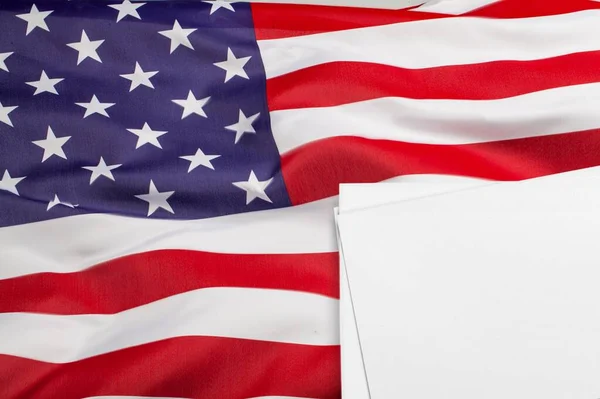 Bandeira Americana Fundo Branco — Fotografia de Stock