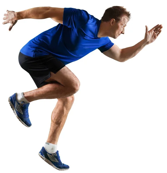 Young Caucasian Man Sprinter Runner Running — Stock Photo, Image