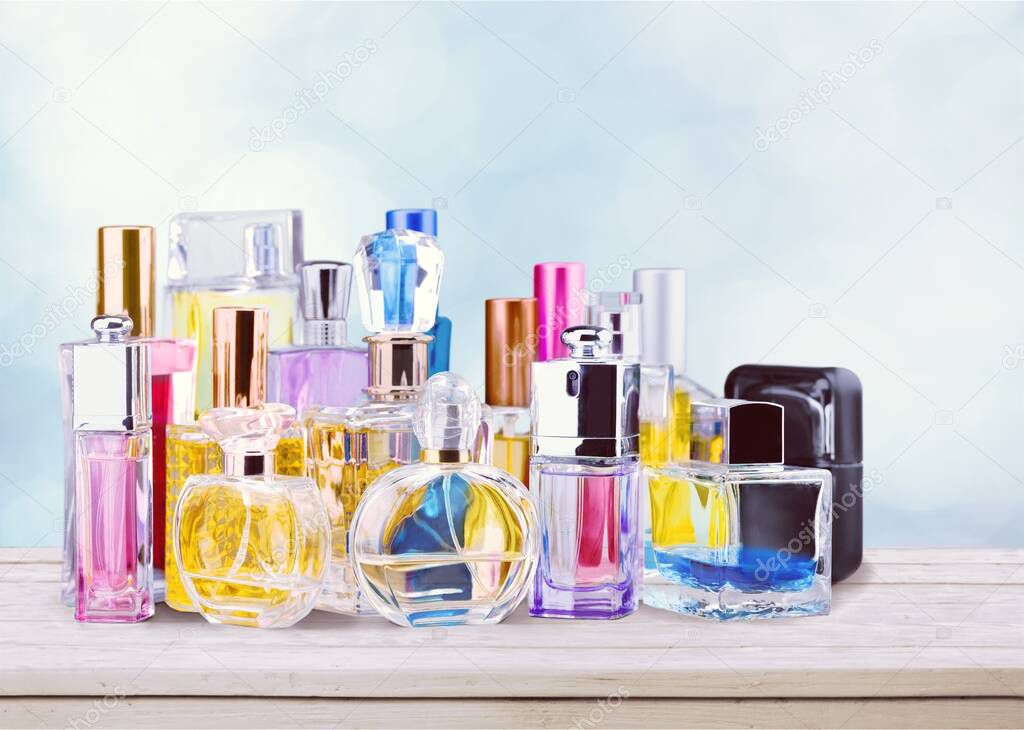 Aromatic Perfumes bottles close-up view