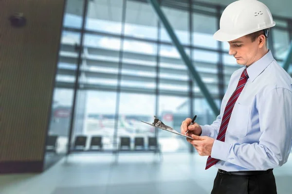 Arbeitsinspektion Mit Tablet Der Hand Prüfingenieur Mit Tablet — Stockfoto