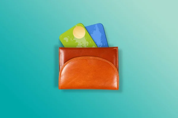 Credit Card Stylish Modern Wallet Blue Background — Stock Photo, Image