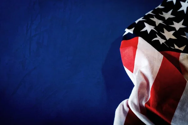 Bandera Americana Clásica Sobre Fondo Azul — Foto de Stock