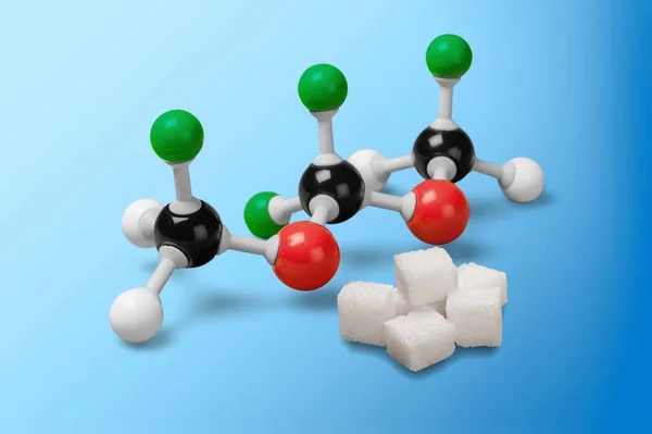 Diabetes Medvetenhet Och Kemisk Struktur Koncept Med Plast Modell Molekyl — Stockfoto
