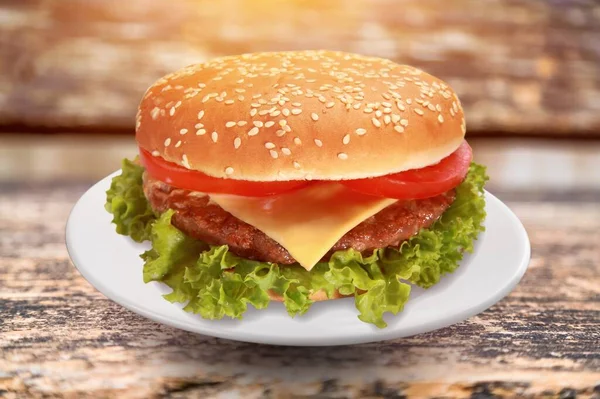Hambúrguer Substituto Carne Fresca Saboroso Uma Mesa — Fotografia de Stock