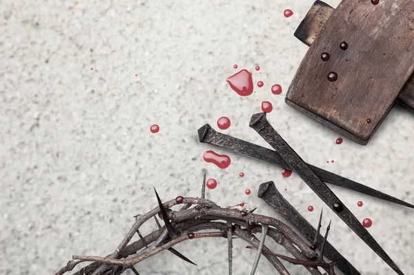 Good Friday Passion Jesus Christ Crown Thorns Old Nail — Stock Photo, Image