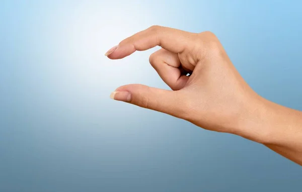 Human Hand Gesture Holding Something Background — Stock Photo, Image