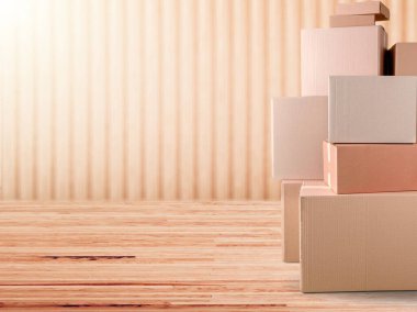 Masadaki klasik boş karton kutular.