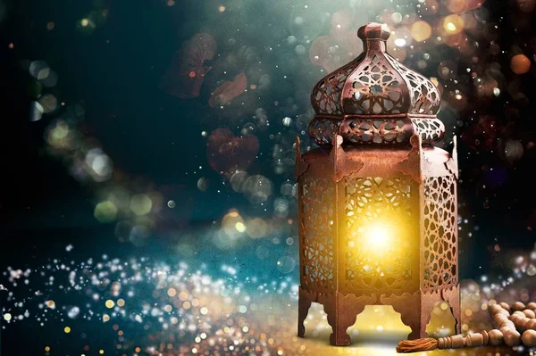 Ramadan Kareem Ευχετήρια Κάρτα Του Όμορφου Αραβικού Φαναριού — Φωτογραφία Αρχείου