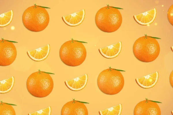 Verse Citrus Rijpe Fruit Mandarijnen Trendy Zonneschijn Zomer Patroon — Stockfoto