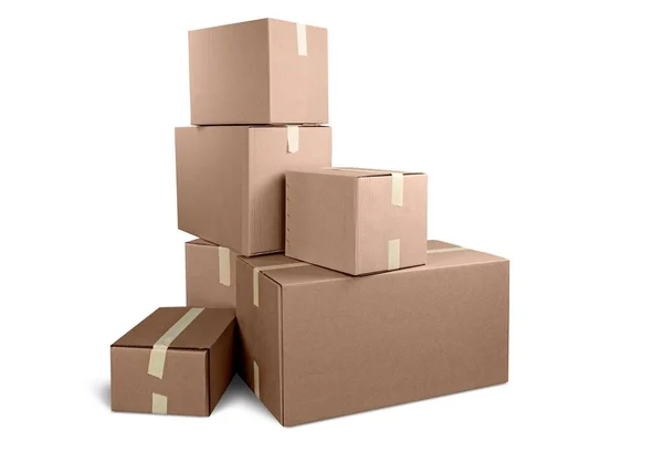 Cajas Cartón Vacías Blanco Clásicas Escritorio — Foto de Stock