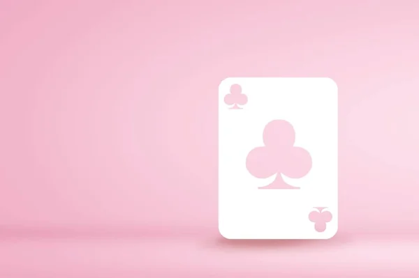 Kártyázom Rózsaszín Pasztell Háttérrel Szerencsejáték Hangulat — Stock Fotó