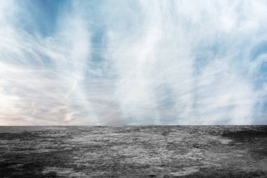 Geniş Günbatımı Gökyüzü Bulutları Koyu Boş Beton Zemin veya Masa Arkaplanı