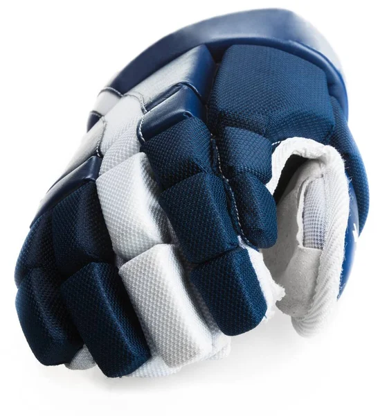 Einziger Blauer Und Weißer Eishockeyhandschuh — Stockfoto