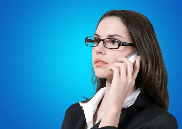 Bussines Woman Phone Outdoors — Stock Photo, Image