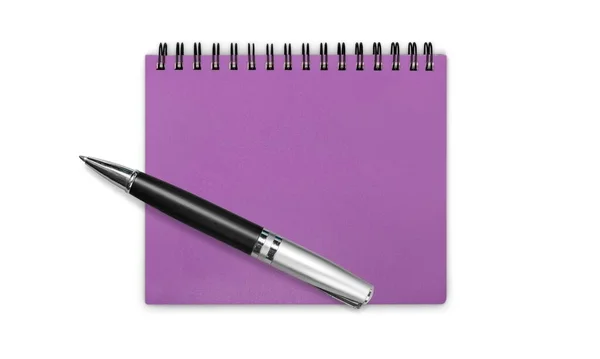 Caneta Escritório Caderno Branco Mesa — Fotografia de Stock