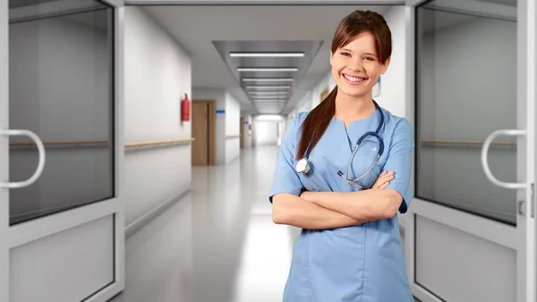 Confident Healthcare Worker Wearing Surgical Scrubs — Stock Photo, Image