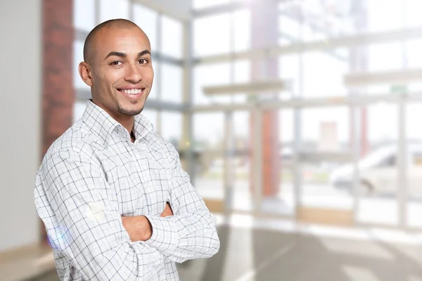 Charming Friendly Polite Guy Trendy Shirt Smiling — Stock Photo, Image