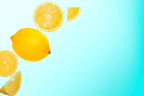 Kreativ Layout Gjord Färsk Citroncitrusfrukt — Stockfoto