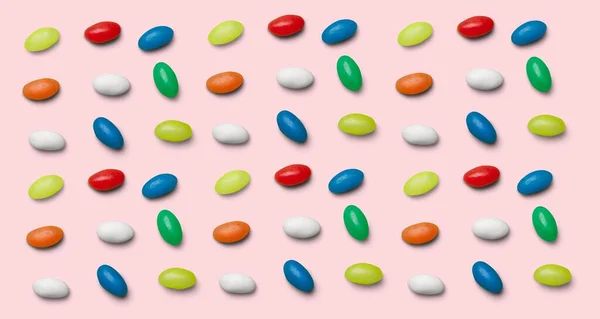 彩虹多汁的甜糖果 背景上的果冻糖图案 — 图库照片