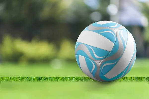 Ballon Football Classique Trouve Dans Herbe Verte Stade — Photo