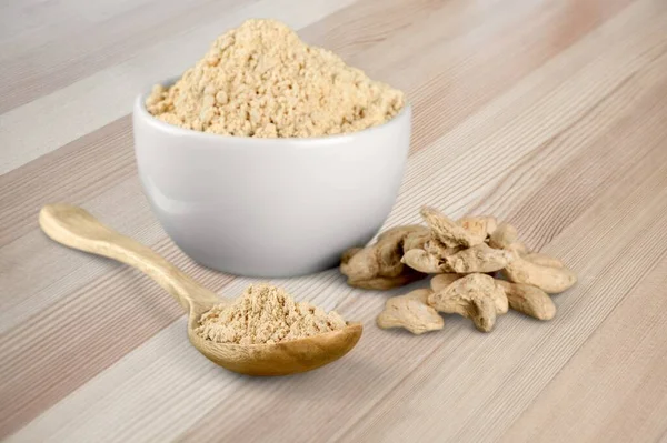 Finger Root Powder Bowl Fresh Leaves — Stock Photo, Image